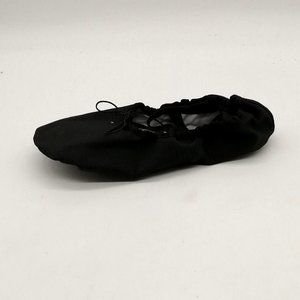 Tanzmuster Girls Ballet Shoe Black Flat w/Elastic Opening Cross Instep Straps 34